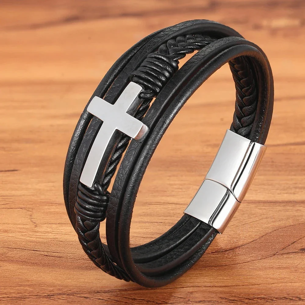 Classic Men's Leather Bracelet - Image 4