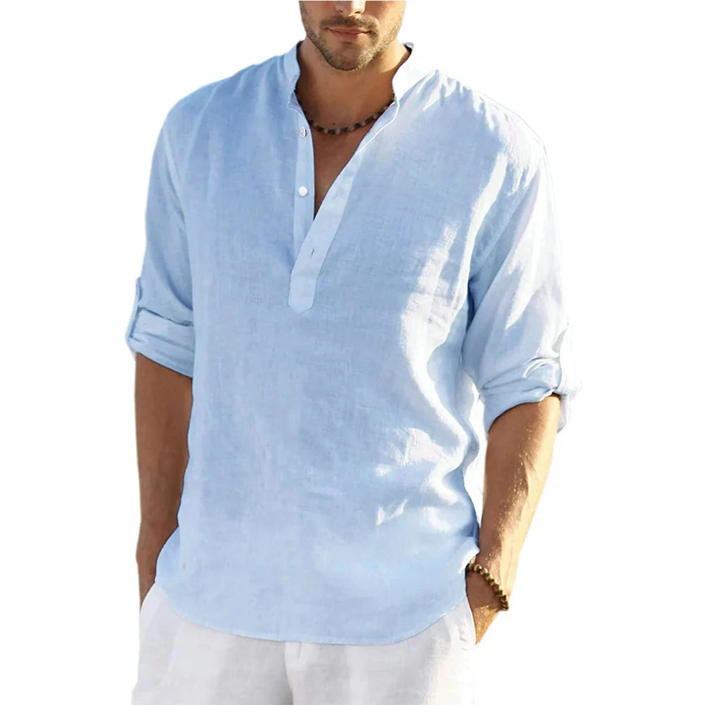 Lorenzo Men's Casual Cotton and Linen Shirt - Image 11