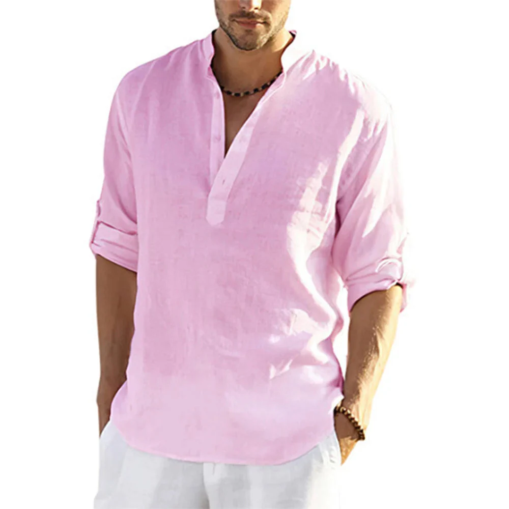 Lorenzo Men's Casual Cotton and Linen Shirt - Image 7
