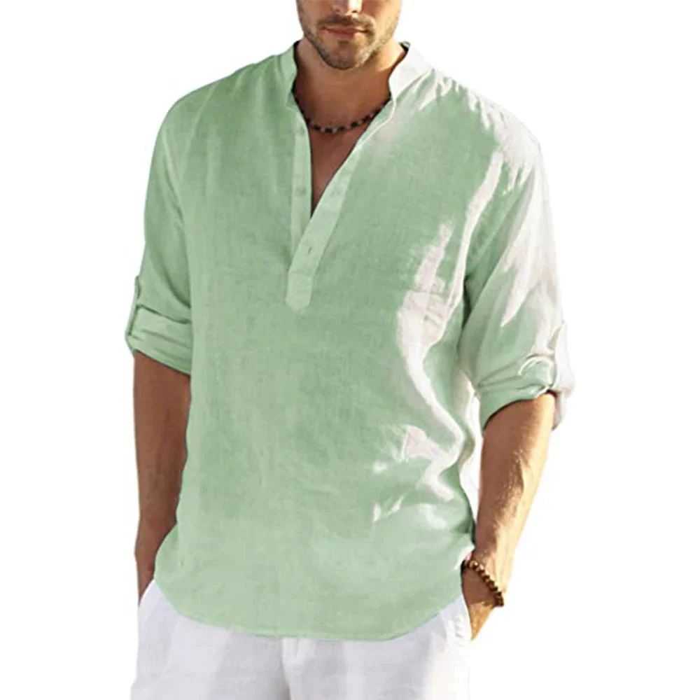 Lorenzo Men's Casual Cotton and Linen Shirt - Image 9