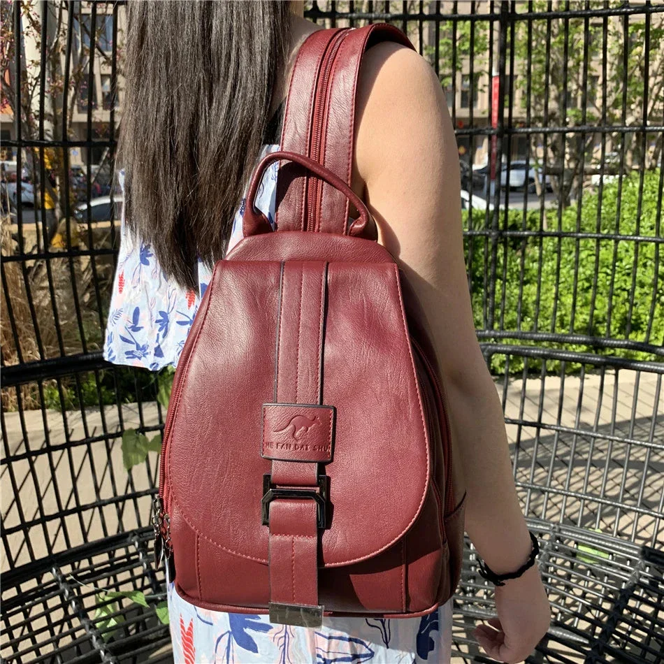 Multifunctional Women's Leather Backpack Allessa - Image 7