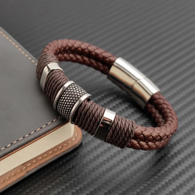 Viellezer Vintage Leather Men's Bracelet - Image 14