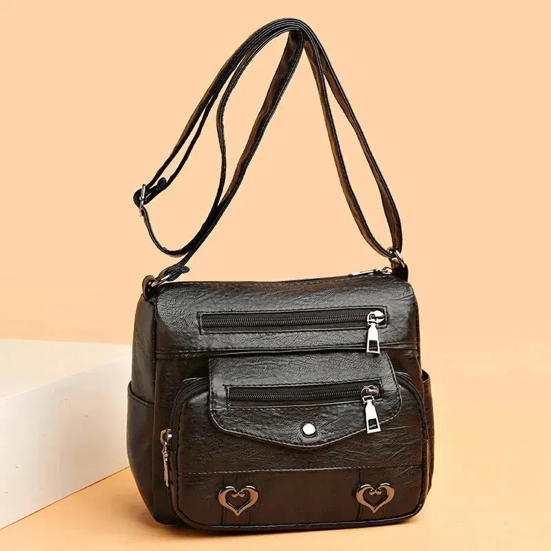 Vintage Women's Shoulder Bag, Soft Leather 'Love' Crossbody - Image 3