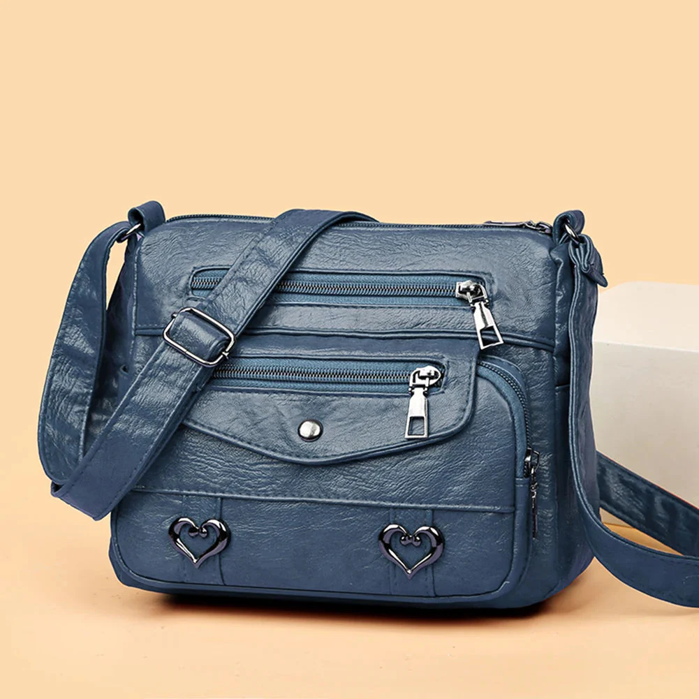Vintage Women's Shoulder Bag, Soft Leather 'Love' Crossbody - Image 7